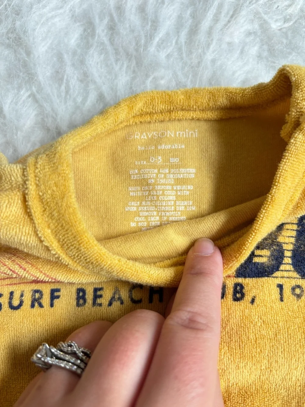 Grayson Mini Baby Yellow Terry Bodysuit with Coastal Malibu Graphic